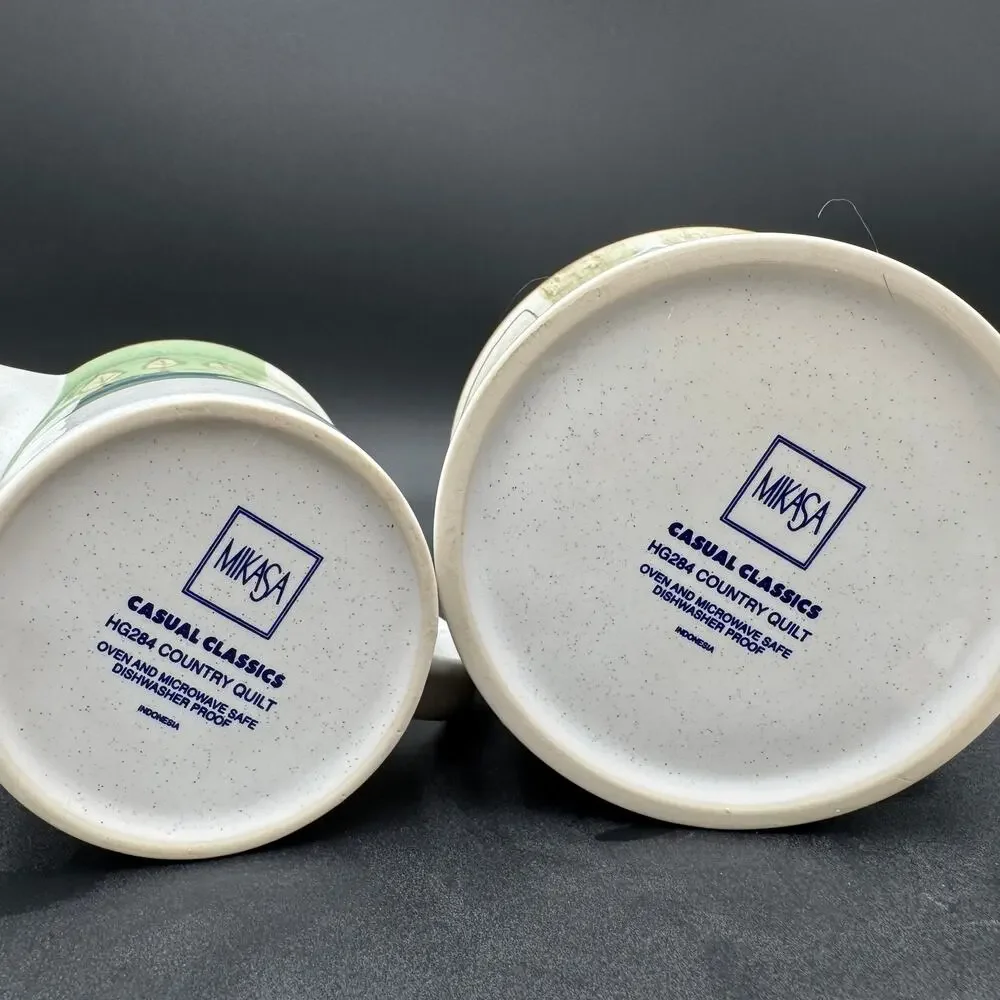 Vintage Mikasa Country Quilt Cream and Sugar Set with Lid